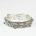 Spaced Sm & Lg Square Rhinestones 3 Row Coil Bracelet