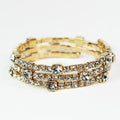 Spaced Sm & Lg Square Rhinestones 3 Row Coil Bracelet