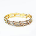 Thin Spaced Sm & Med Square Rhinestones 3 Row Coil Bracelet