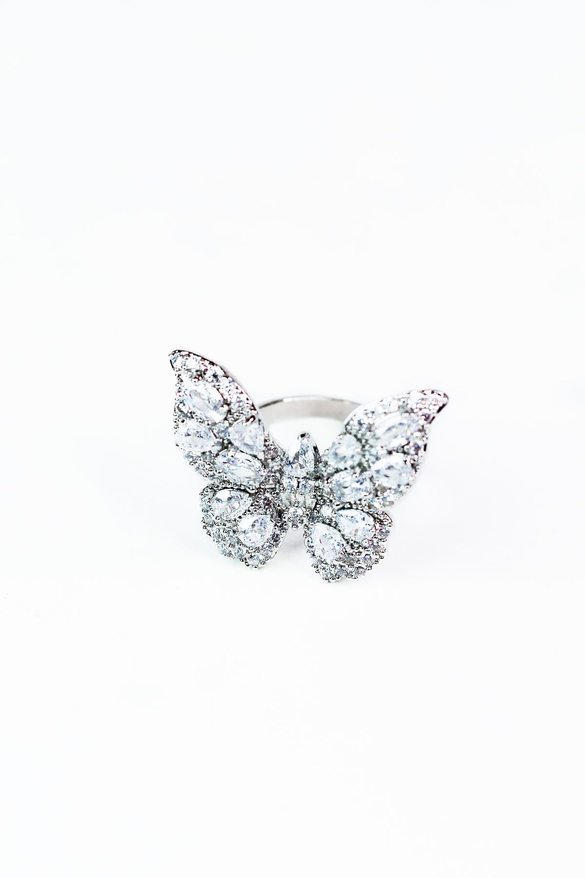 Large Rhinestone Butterfly Ring
