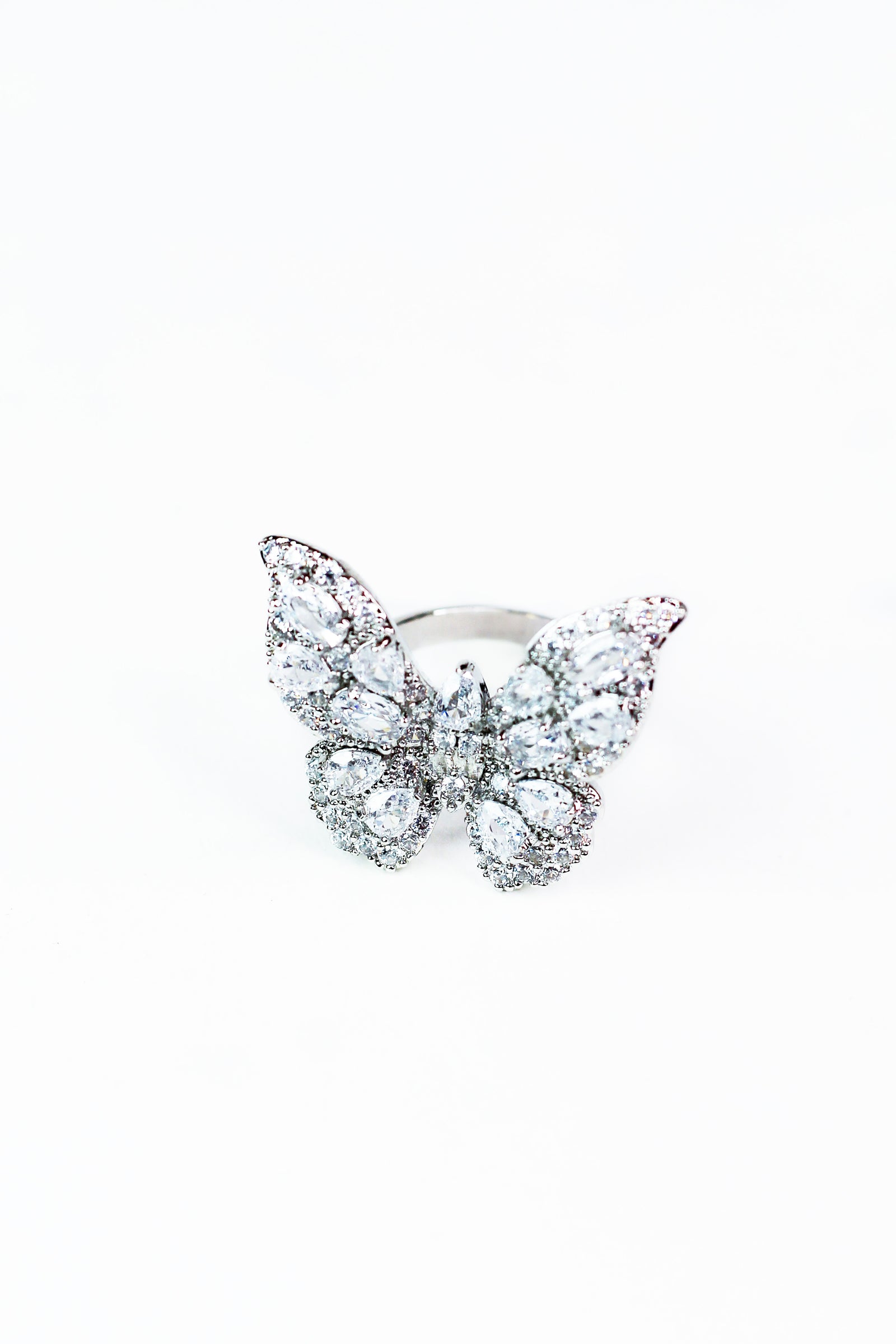 Large Rhinestone Butterfly Ring