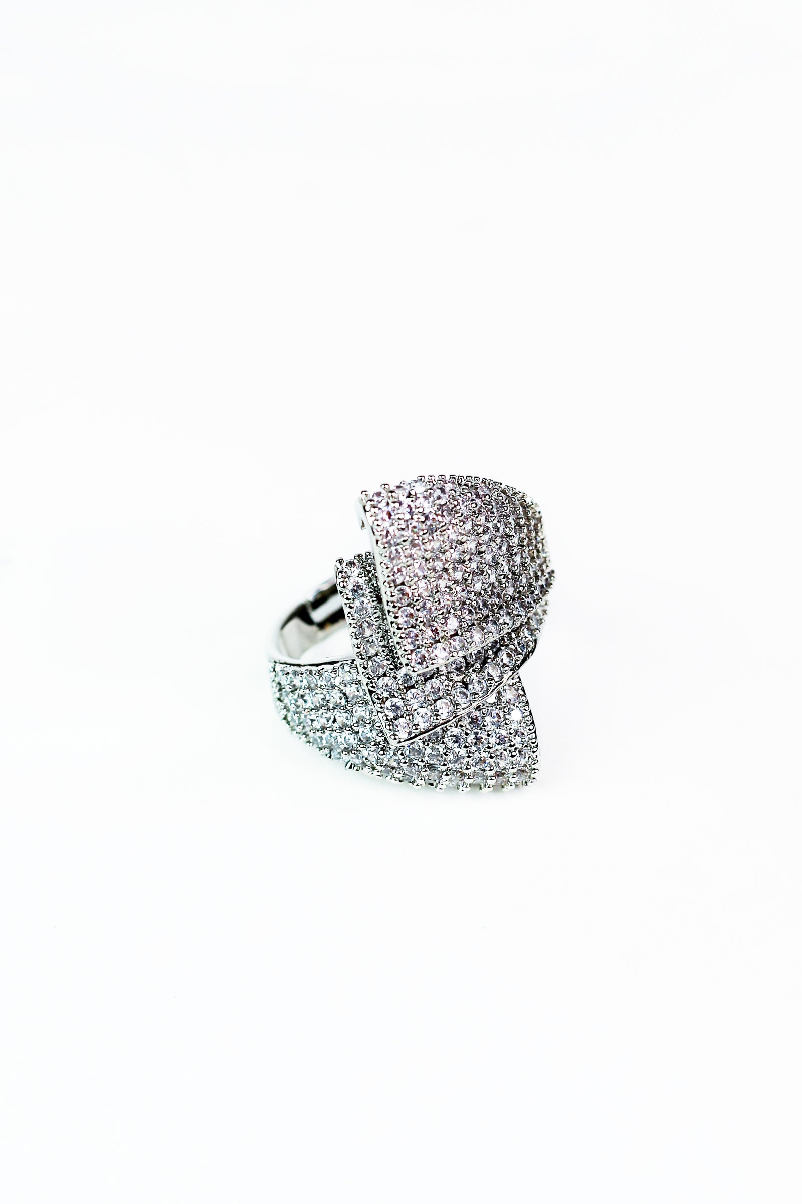 3 All Pave Overlapping Strokes Ring