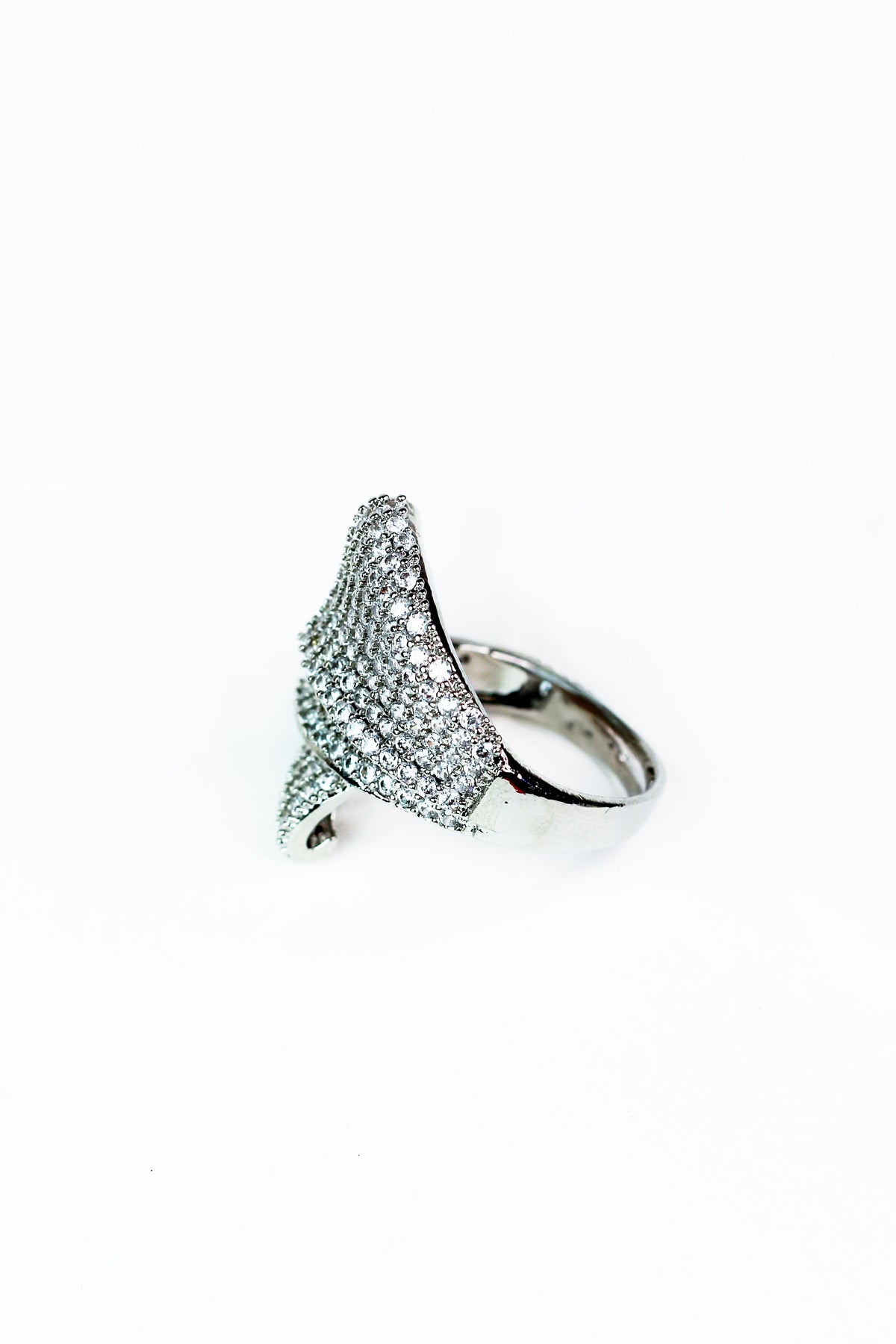 3 All Pave Overlapping Strokes Ring