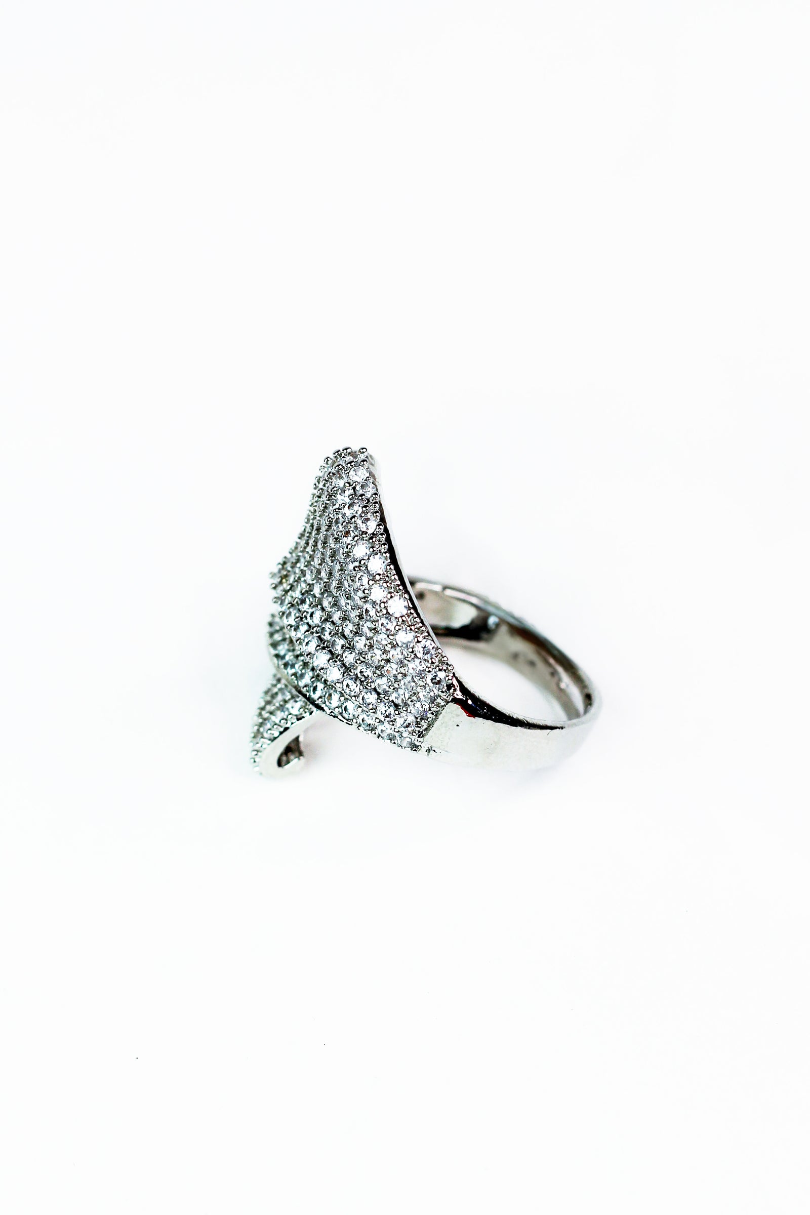 3 All Pave Overlapping Strokes Ring