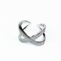 3 Pave Row X Ring