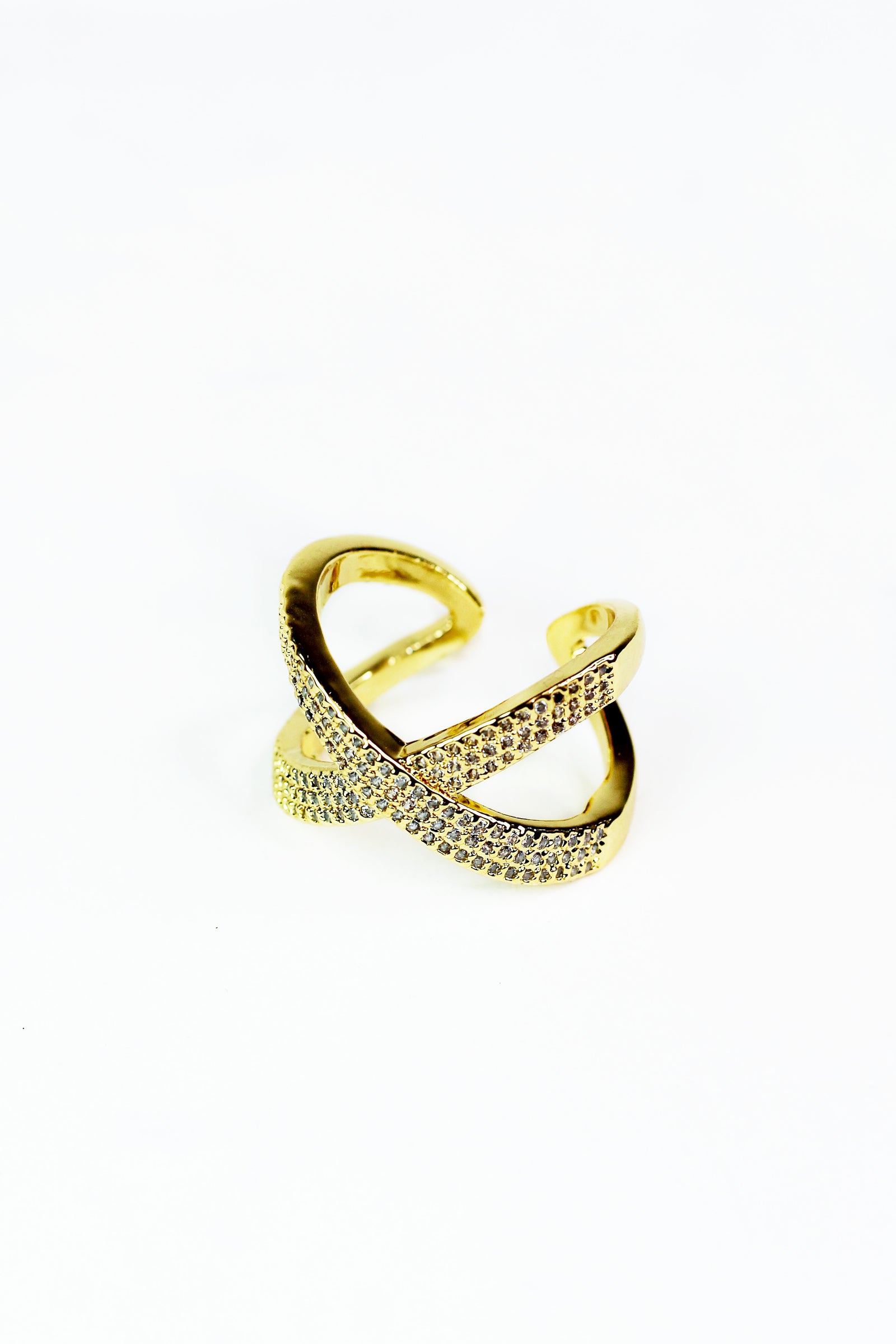 3 Pave Row X Ring
