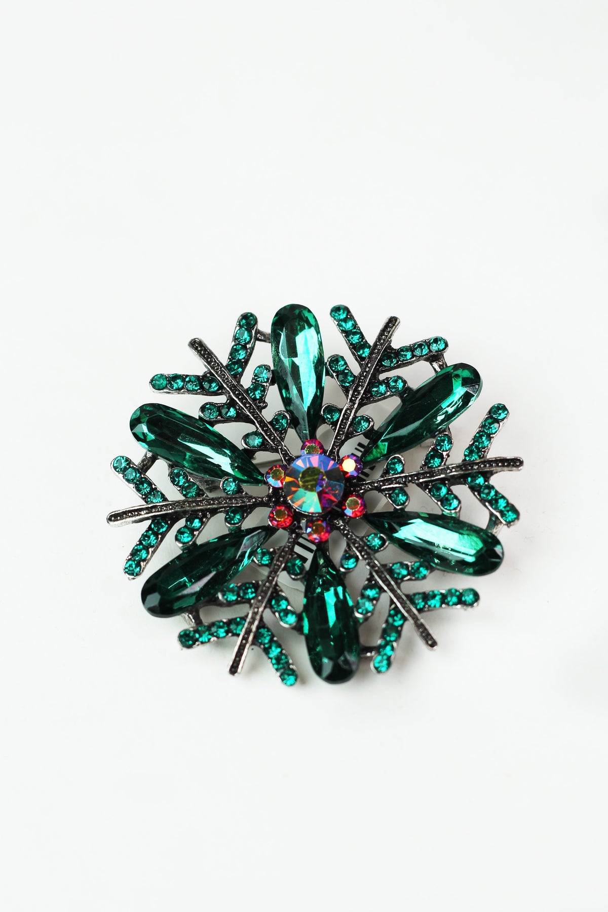 Rhinestone &amp; Teardrops Snowflake Brooch
