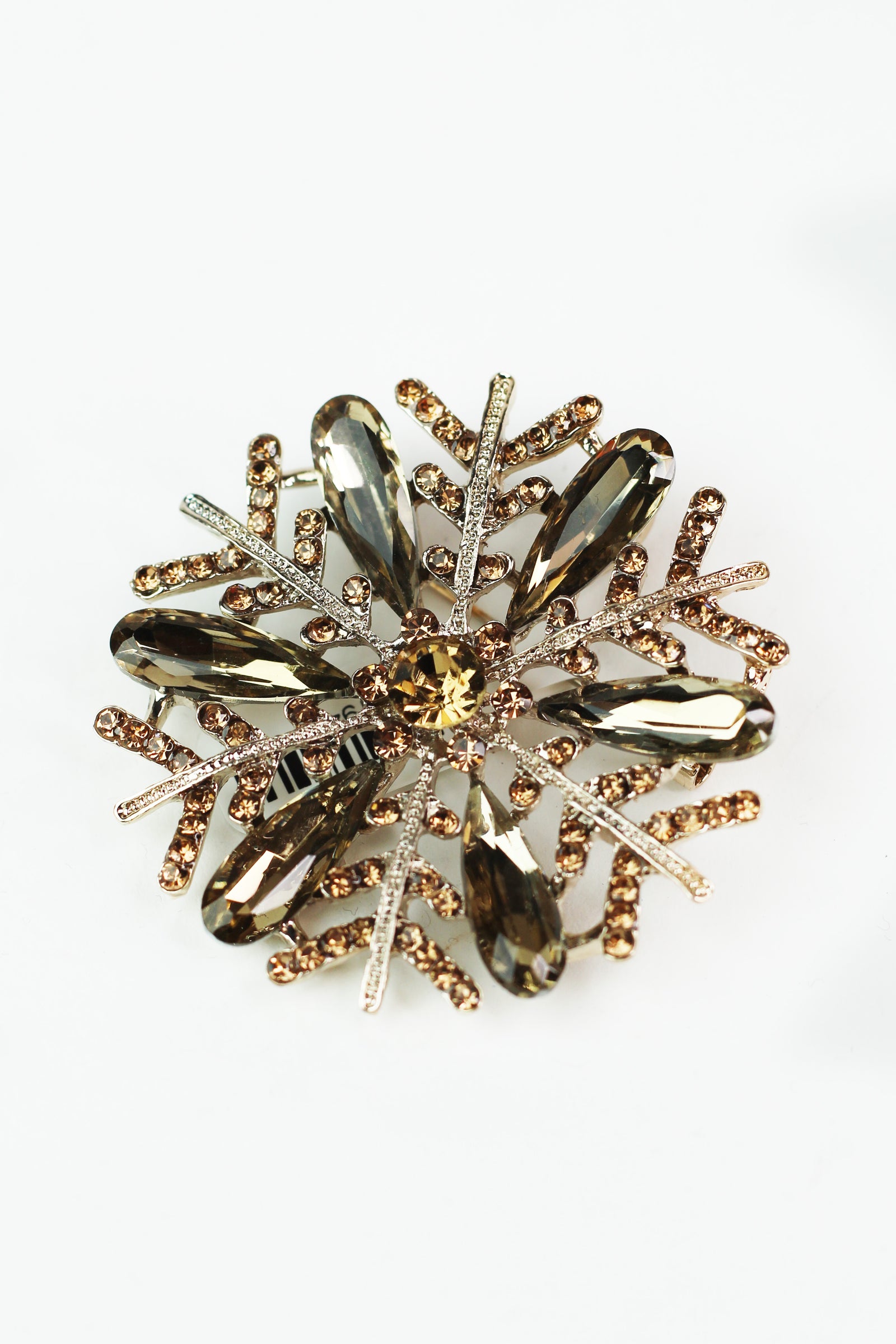 Rhinestone & Teardrops Snowflake Brooch