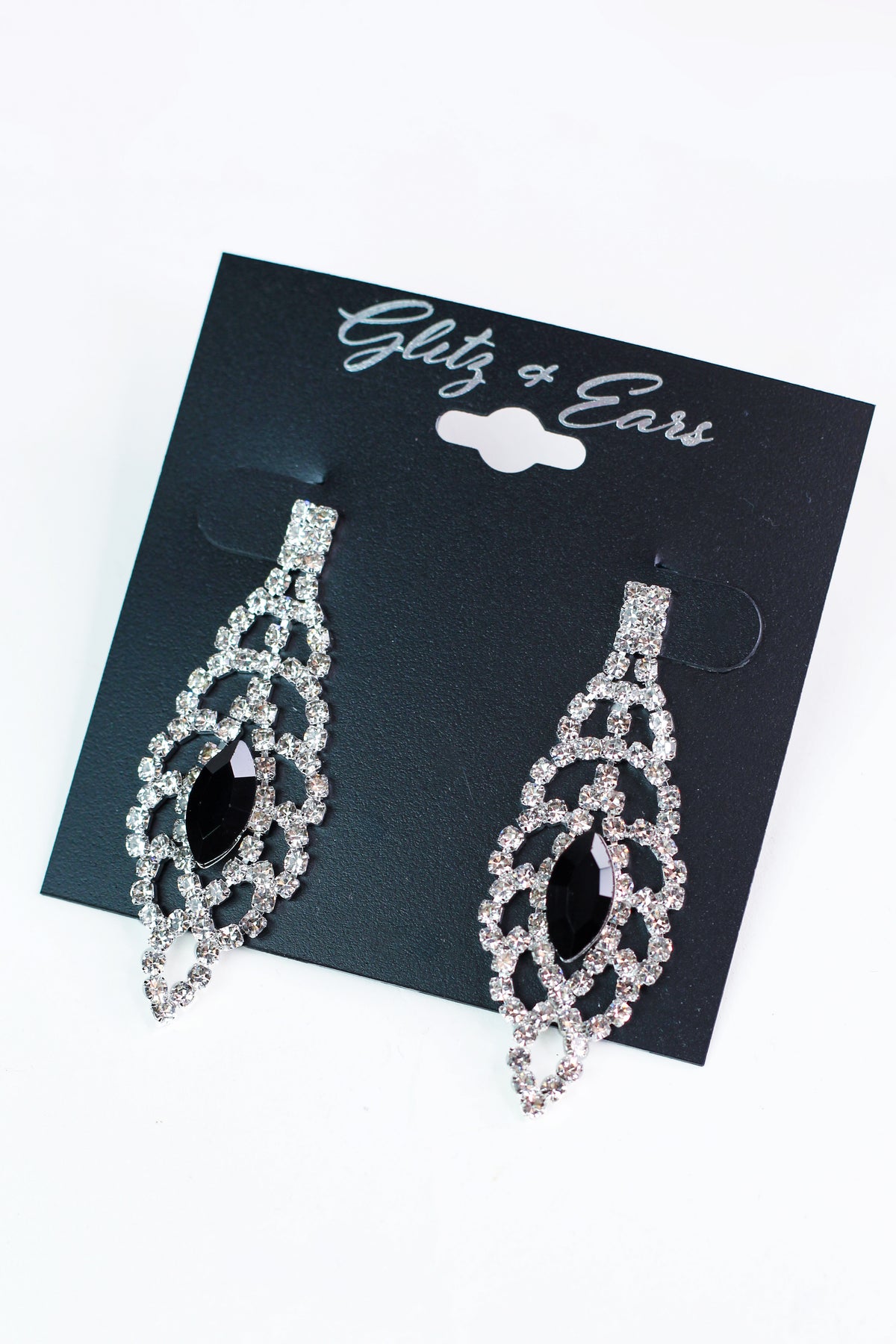 Open Rhinestone Teardrops w/ Marquis Center Earrings