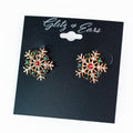 Snowflake Stud Earrings w/ Rhinestone Accents