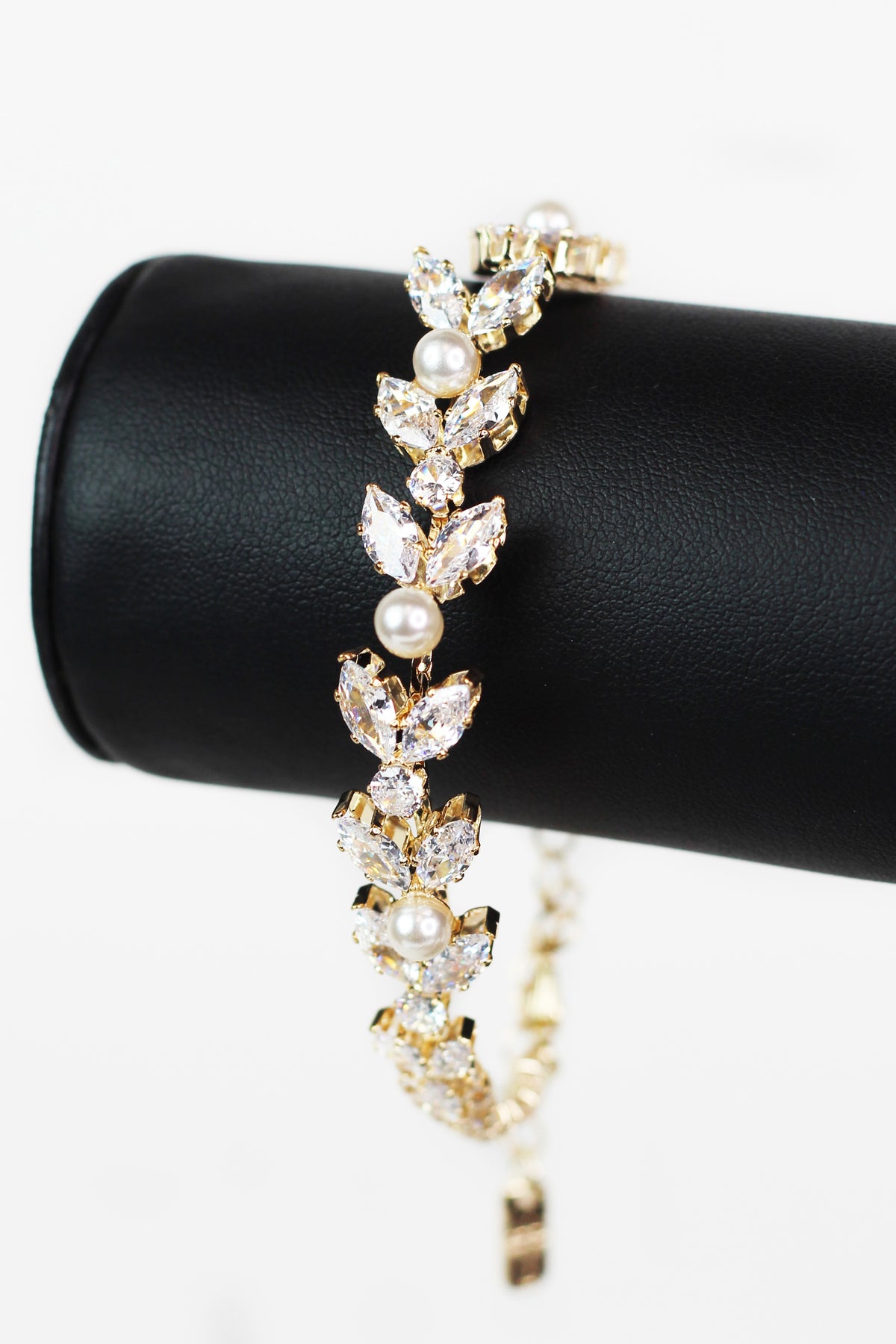 Marquis Leaves Bracelet w/ Pearl Accents