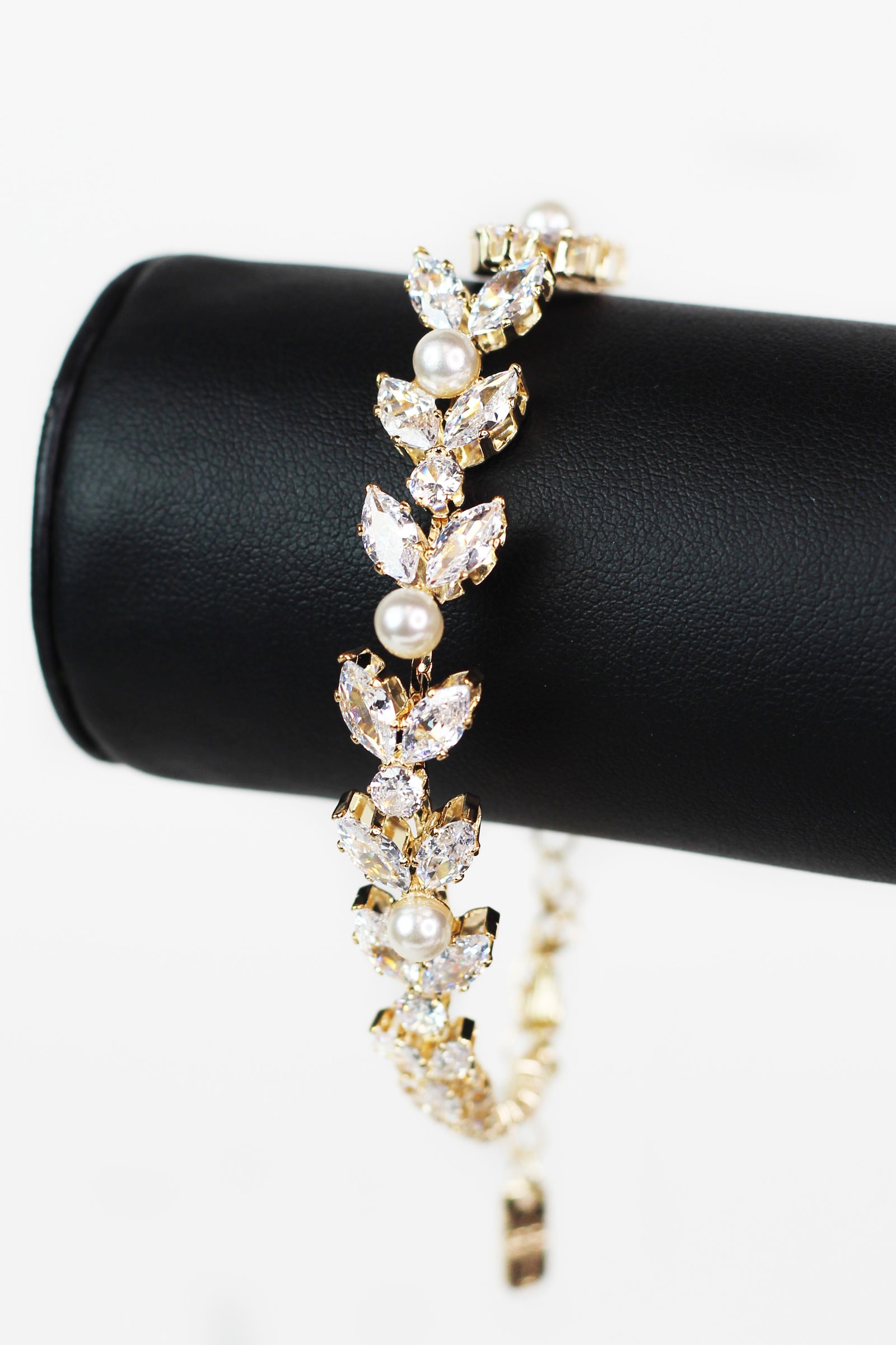 Marquis Leaves Bracelet w/ Pearl Accents