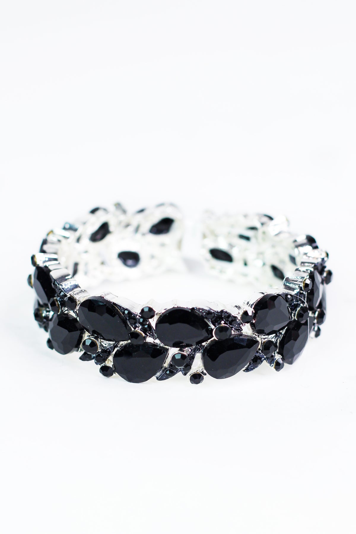 Teardrop & Cluster Rhinestones Stretch Bracelet