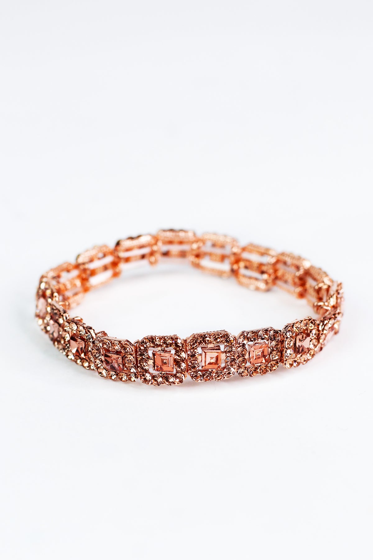 Rhinestone Trimmed Squares Stretch Bracelet