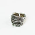 All Pave & 4 Lines Stretch Ring