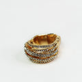 Pave Diagonal Overlay Lines Stretch Ring