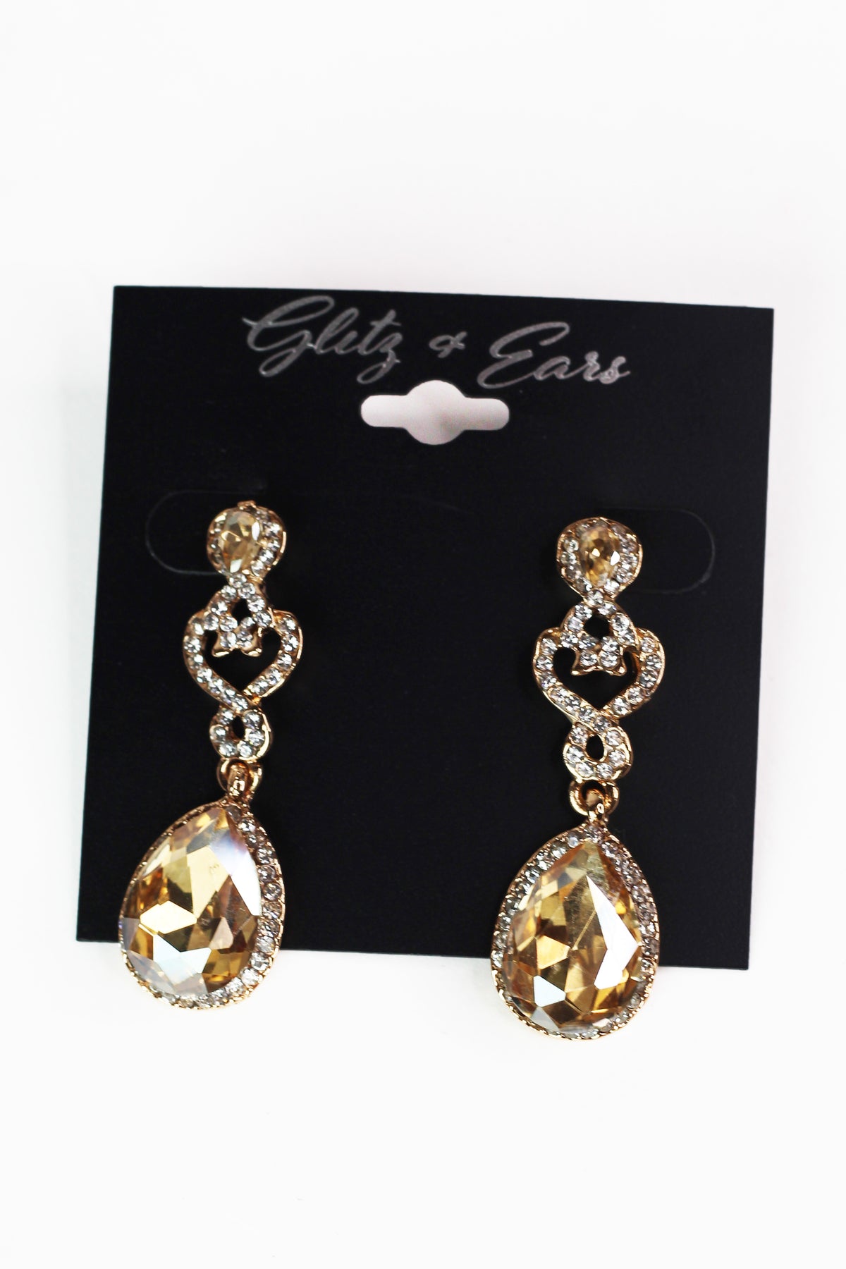 Rhinestone Filigree & Teardrop Earrings