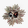 Pave Starburst & Multi Stone Center Brooch