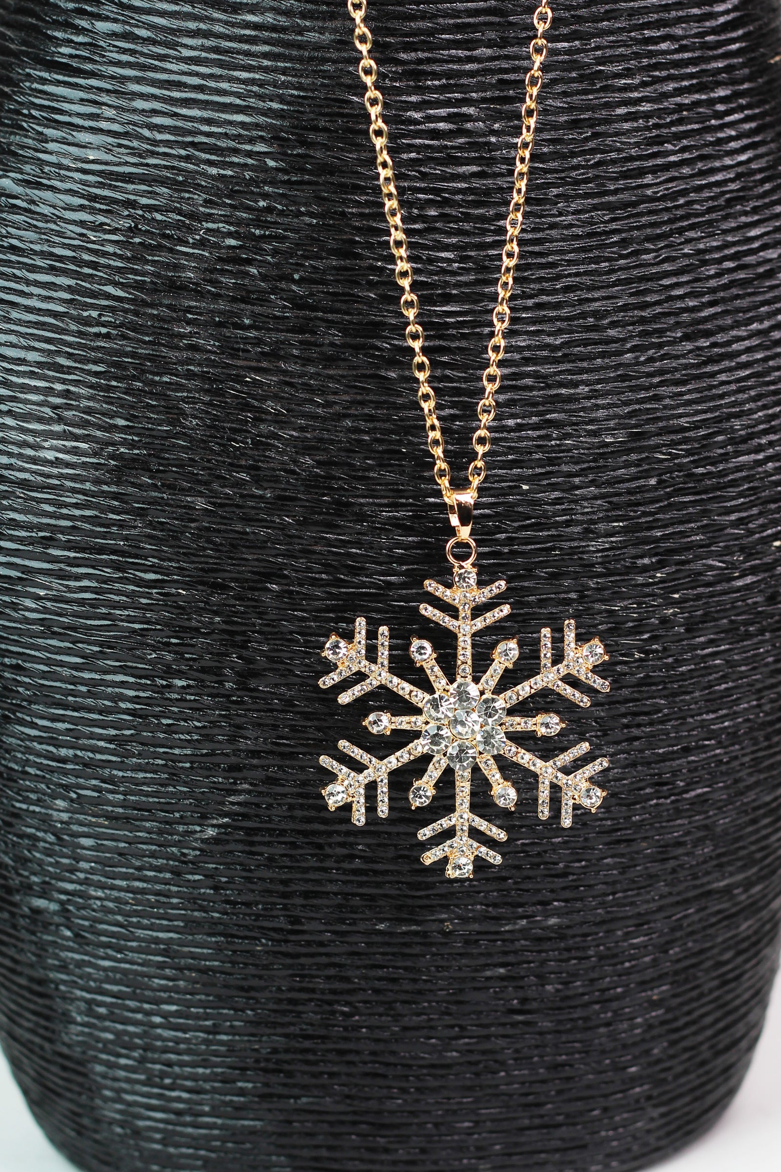 Rhinestone Snowflake Long Chain Necklace