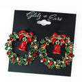Rhinestone Wreath & Bell Stud Earrings