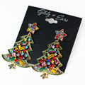 Multicolor Stone Shapes & Star Christmas Tree Earrings