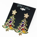 Pearl & Multicolor Stone Shapes & Star Christmas Tree Earrings