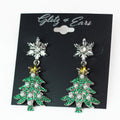 Stone & Pearl Christmas Tree & Baguette Snowflake Earrings