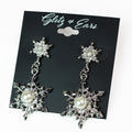 Two Pearl Center Snowflakes Earrings