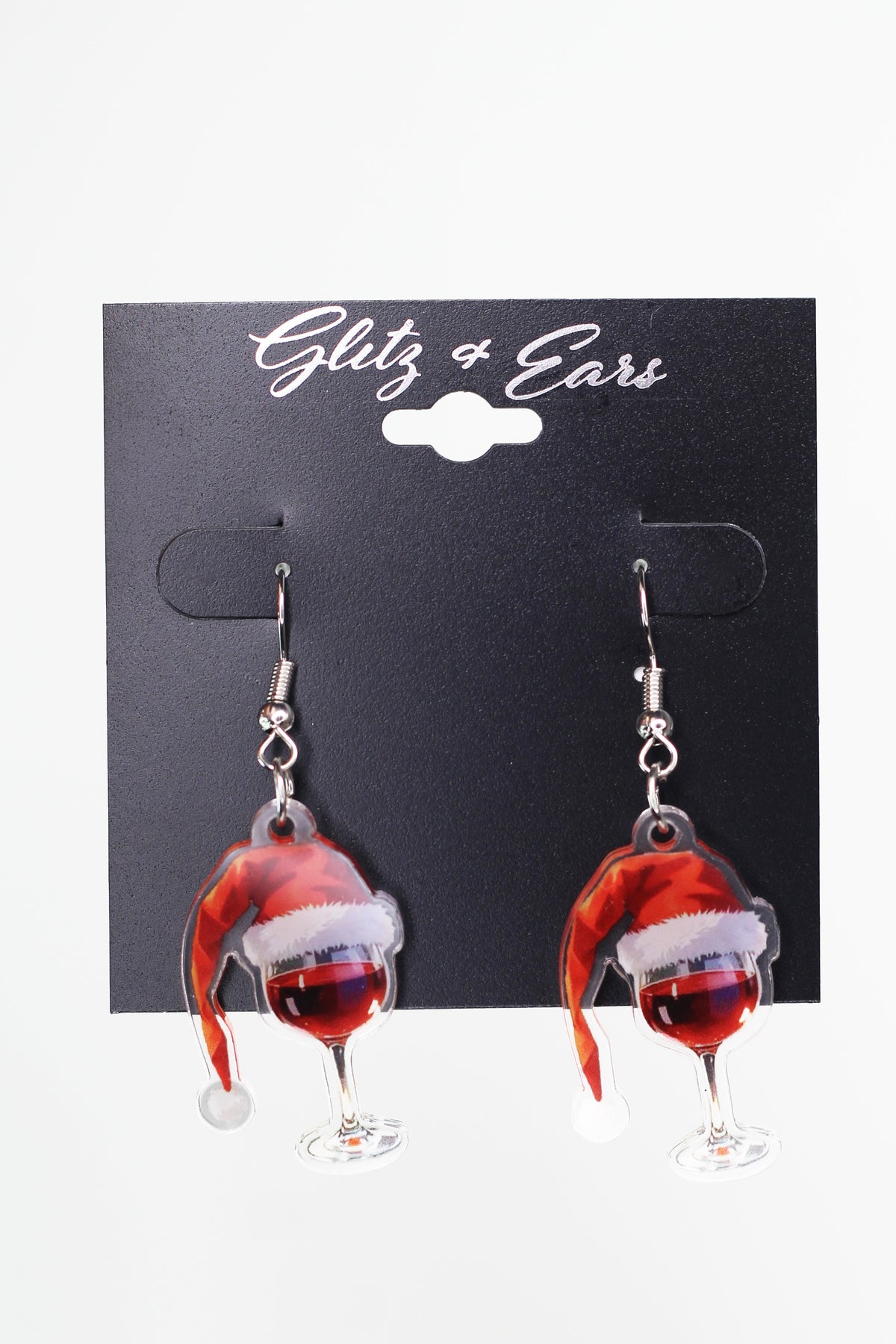 Santa Hat & Wine Glass Acrylic Earrings