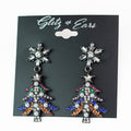 Stone & Pearl Christmas Tree & Baguette Snowflake Earrings