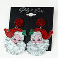 Acrylic & Glitter Santa Face Earrings