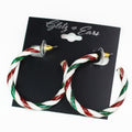 Twisted Glitter & Enamel Christmas Hoop Earrings