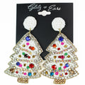 Bead & Rhinestone Christmas Tree Earrings