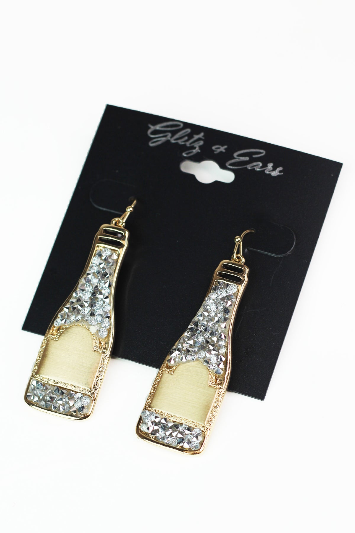 Rhinestone Champagne Bottle Earrings