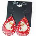 Metal Teardrop Santa & Stones Earrings