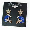 Football Helmet Star & Rhinestone Earrings