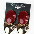 Marbled Oval & Metal Triangle Earrings