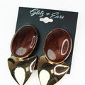 Marbled Oval & Metal Triangle Earrings