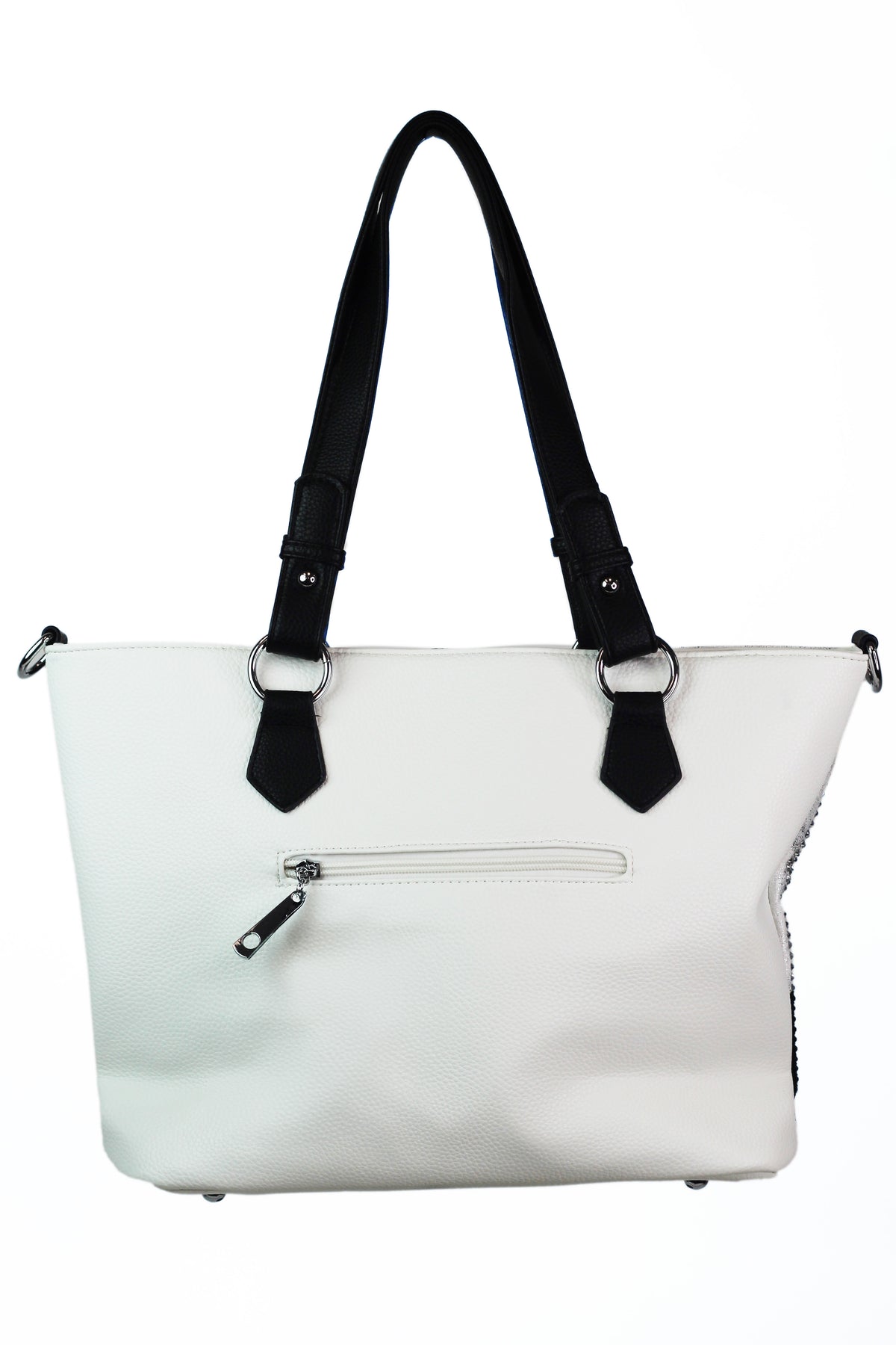 Rhinestone Front Handbag w/ Diagonal Strip & Tassel