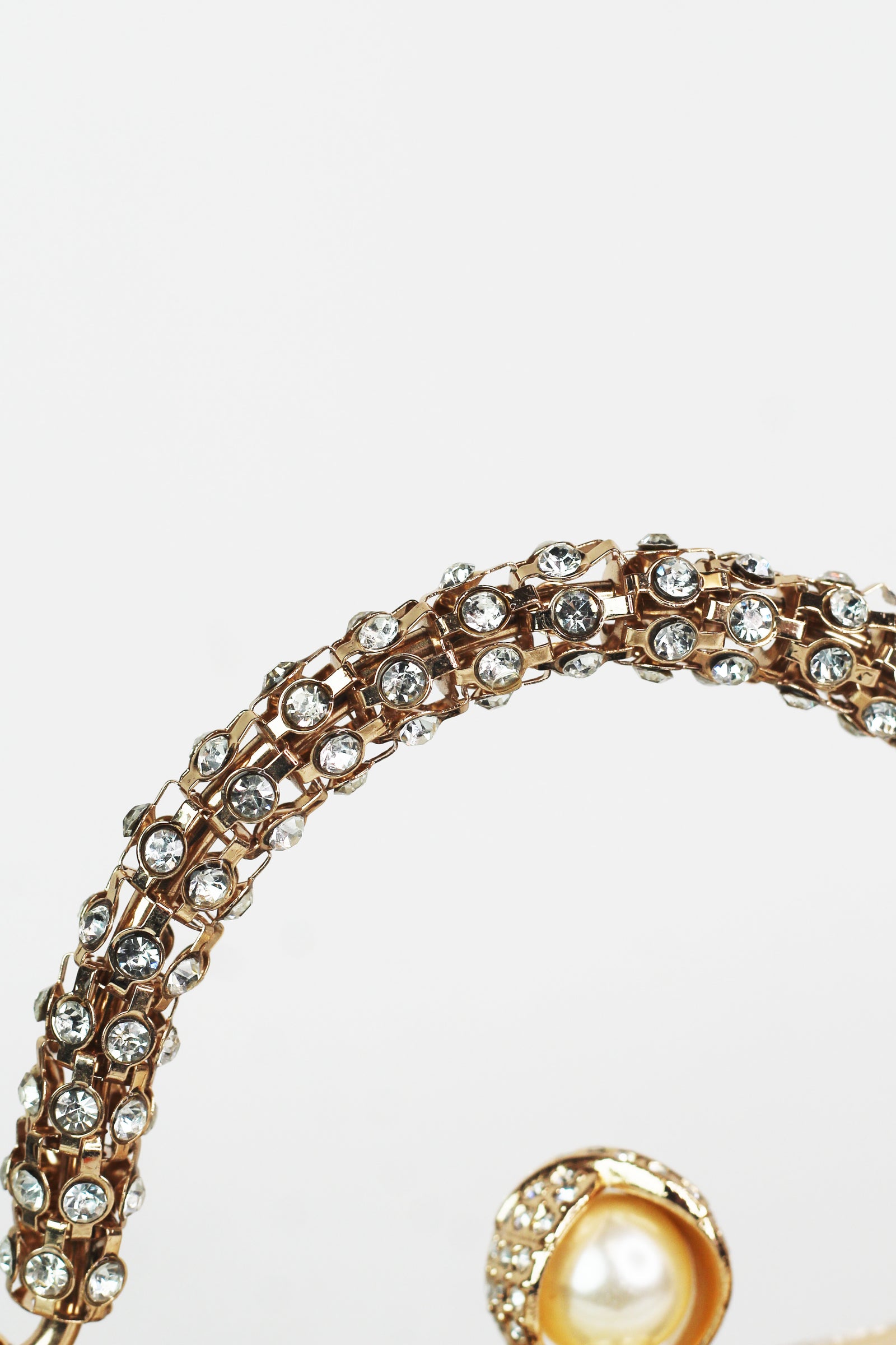 Satin Clutch w/ Pleated Overlay & Pearl/Rhinestone Closure