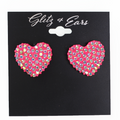 Large Rhinestone Heart Stud Earrings