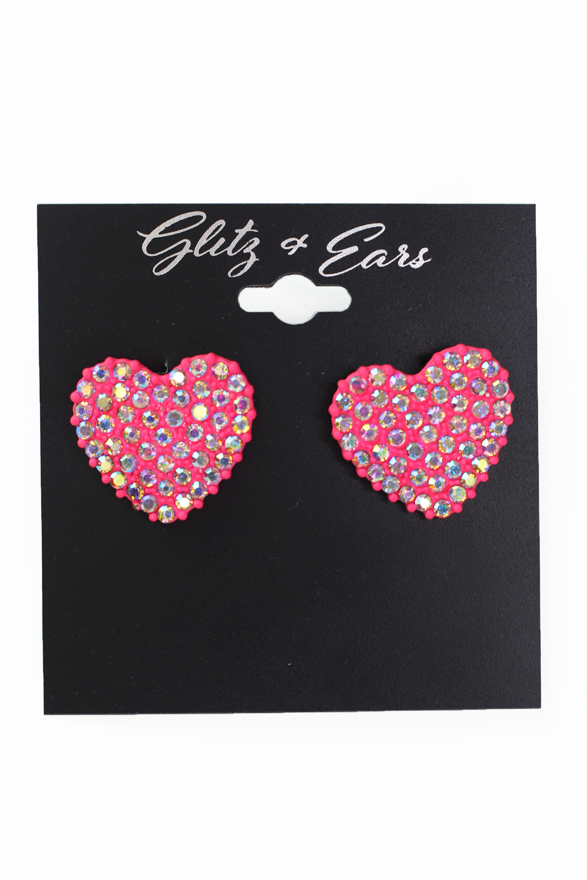 Large Rhinestone Heart Stud Earrings