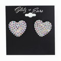 Large Rhinestone Heart Stud Earrings