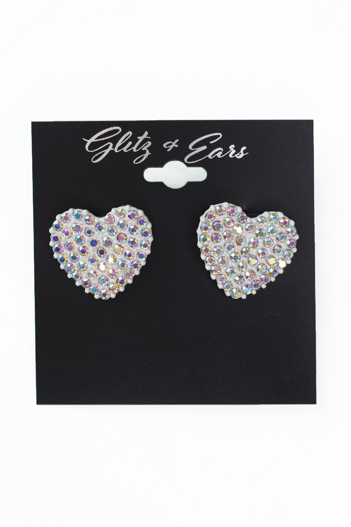 Large Rhinestone Heart Stud Earrings