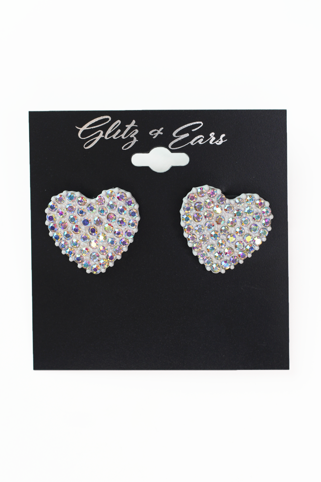 Large Rhinestone Heart Stud Earrings