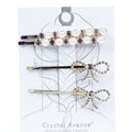 Pearl & Rhinestone Bar & Bow Bobby Pin Set