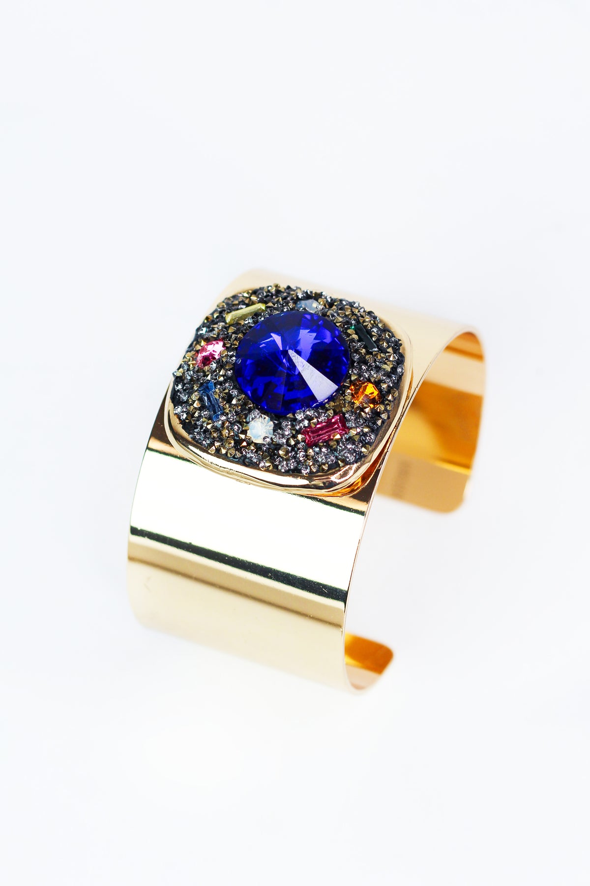 Metal Cuff w/ Large Square Gemstone Center