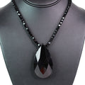 Rhinestone Tennis Necklace w/ Large Teardrop Stone Pendant