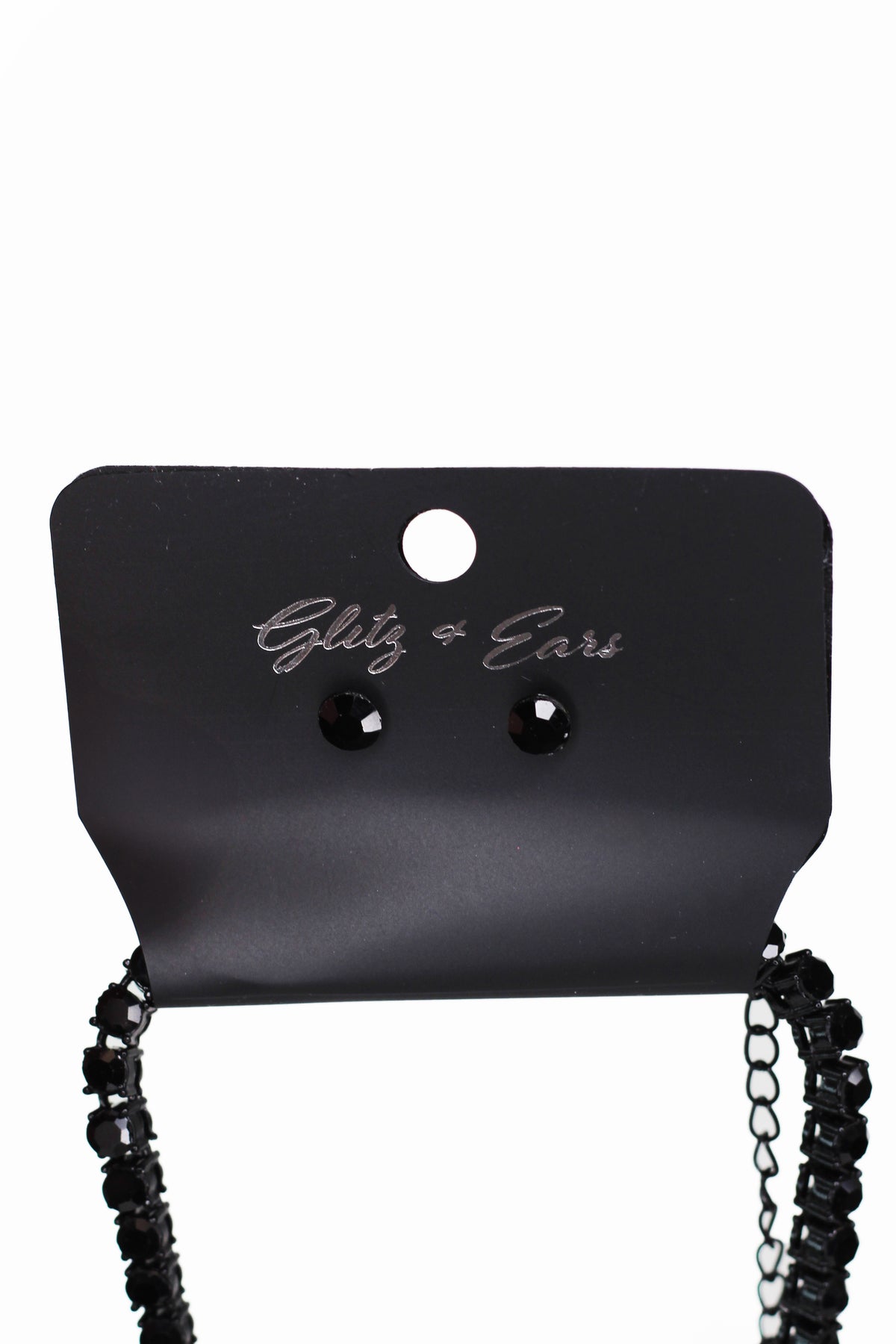 Rhinestone Tennis Necklace w/ Large Teardrop Stone Pendant