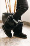 Rhinestone Collar Cuff Faux Suede Boots
